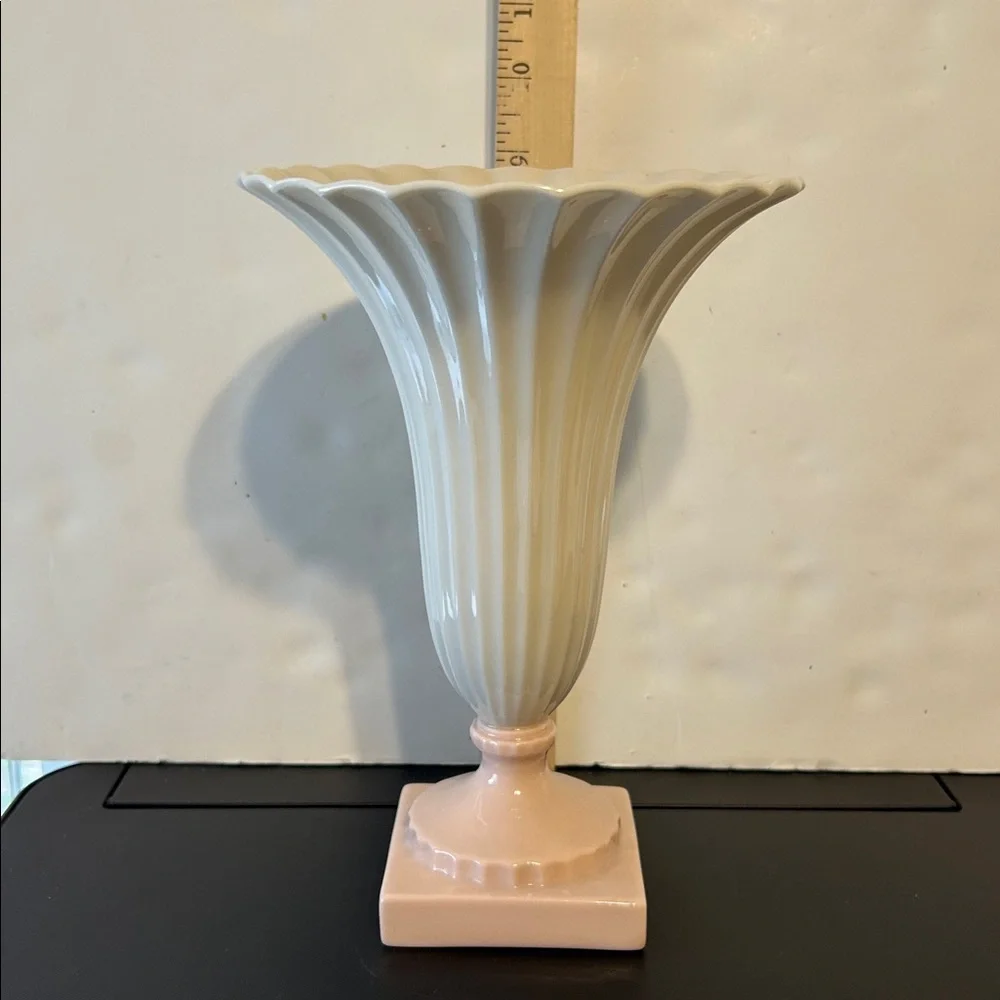 Vintage Lenox Ivory tulip fluted vase pink pedestal Antique Lenox vase Pristine